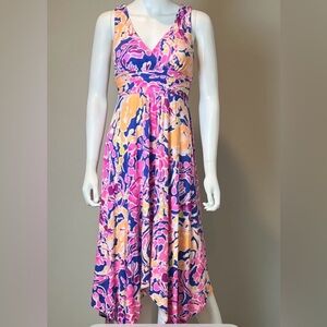 Lilly Pulitzer Vibrant Pink and Blue Maxi Dress